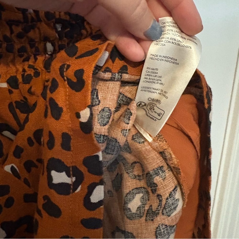 Anthropologie Somerset Romper Linen Leopard Print Shorts - Small - Picture 4 of 6